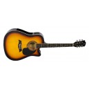 Violão Michael folk cutaway VMF361 SB – cordas de aço – sunburst - elétrico com afinador