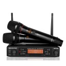 Microfone Sem Fio Soundovice Duplo MM-520SF / Digital / 300 canais de frequencia 